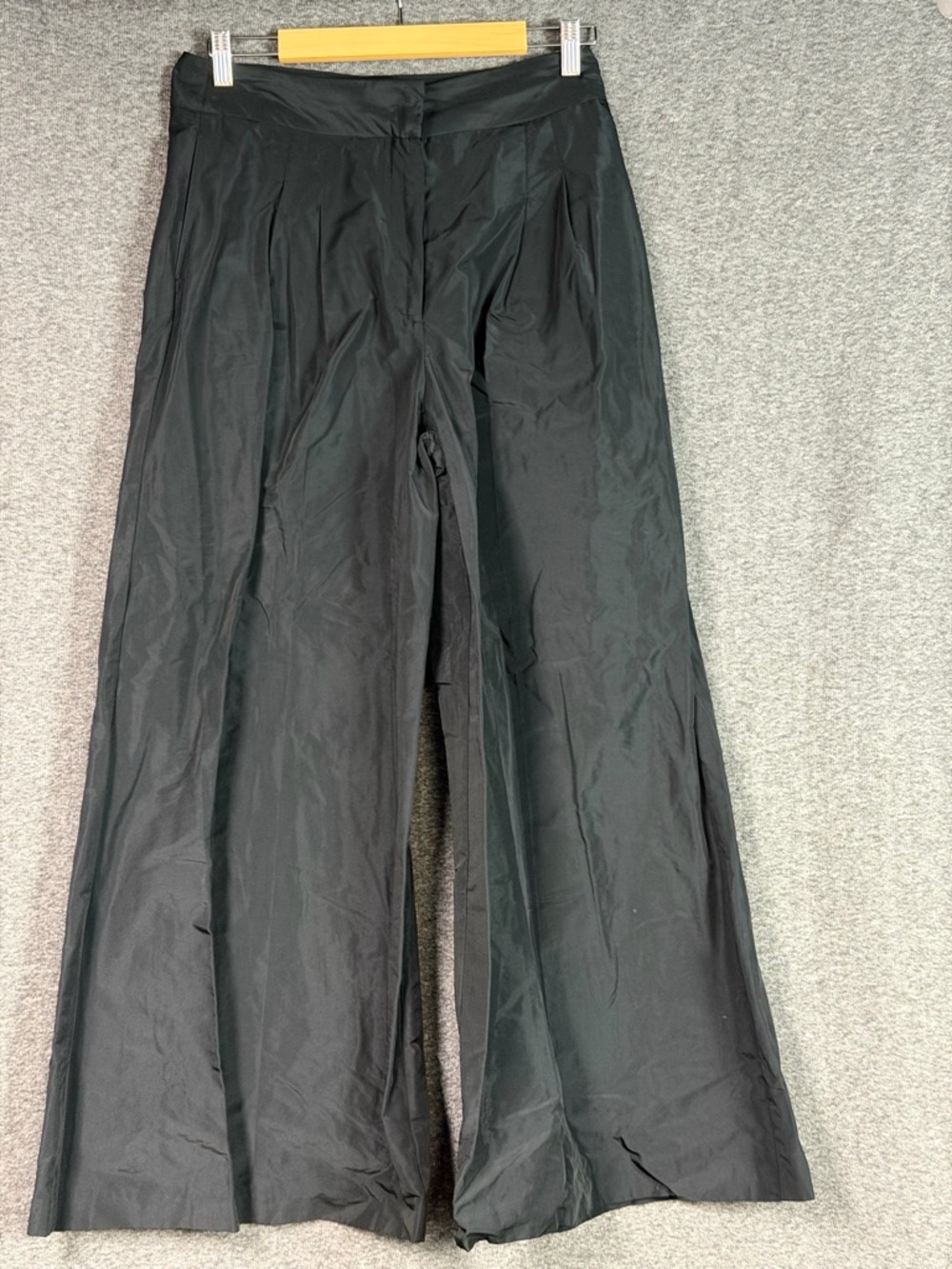 ZARA Black Wide Leg Pleated Pants High Rise Dress Pants Size L